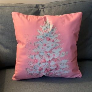 Wayfair Pink Christmas Tree pillow 15x15 ~ New